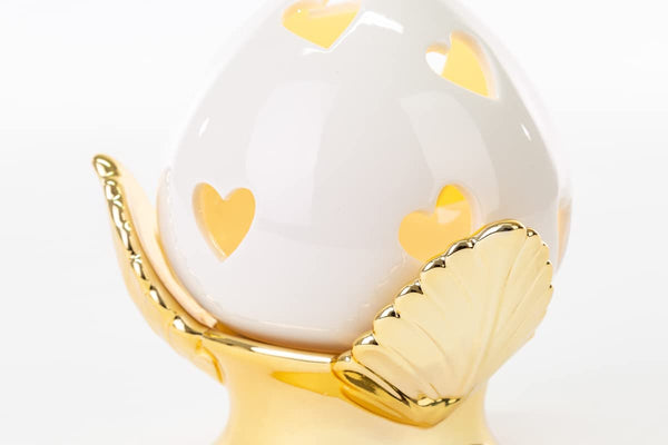 Pumo pugliese pigna LED in Porcellana Bianco e Oro Classico Elegante complemento d'arredo ST 54263