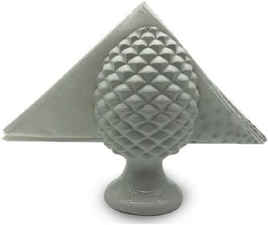 Portatovaglioli pigna in ceramica realizzato e decorato a mano con base decorata blu verde rosso fumè bianco lucido gdm (Bianco lucido)