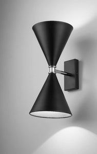 Applique da parete moderno a 2 luci in metallo laccato nero opaco internamente argento PR 7094/A2
