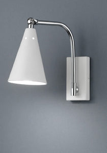 Applique da parete moderno a 1 luce regolabile in metallo laccato bianco opaco con finiture cromo PR 7097/AR