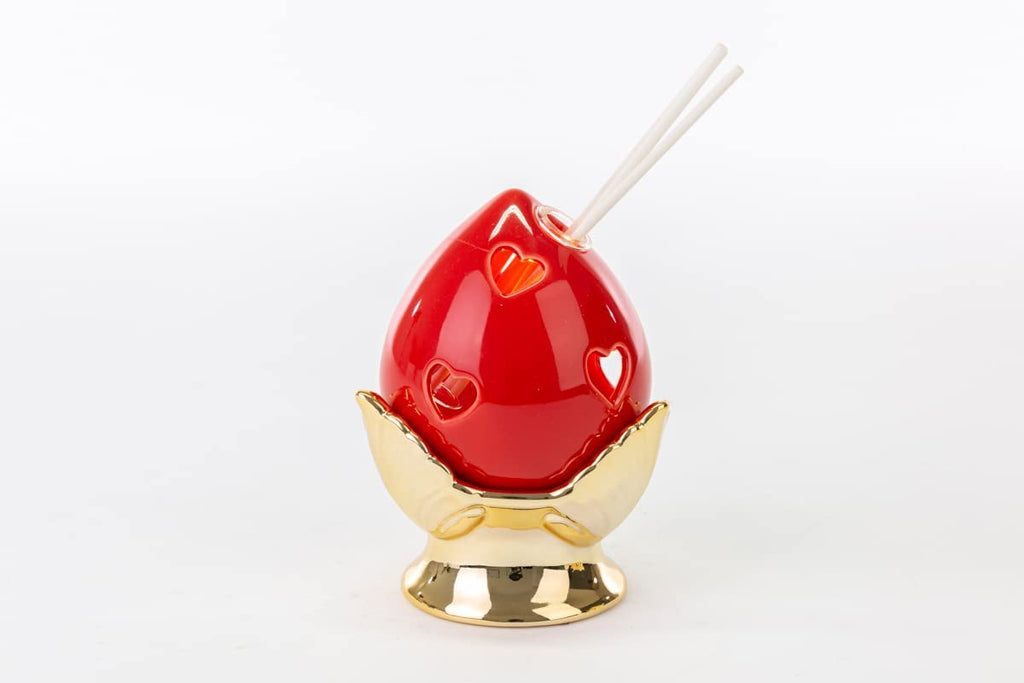 Pumo pugliese led diffuser in red and gold porcelain modern elegant furnishing accessory ST 54261 
