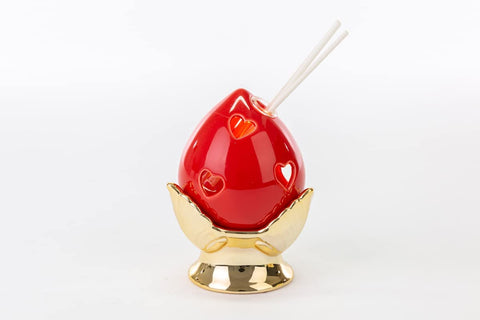 Pumo pugliese led diffuser in red and gold porcelain modern elegant furnishing accessory ST 54261 