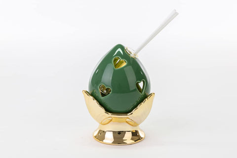 Pumo pugliese led diffuser in green and gold porcelain modern elegant furnishing accessory ST 54262 