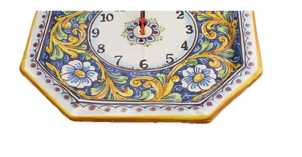 Orologio da parete in ceramica decorata a mano da ceramisti siciliani barocco art 24
