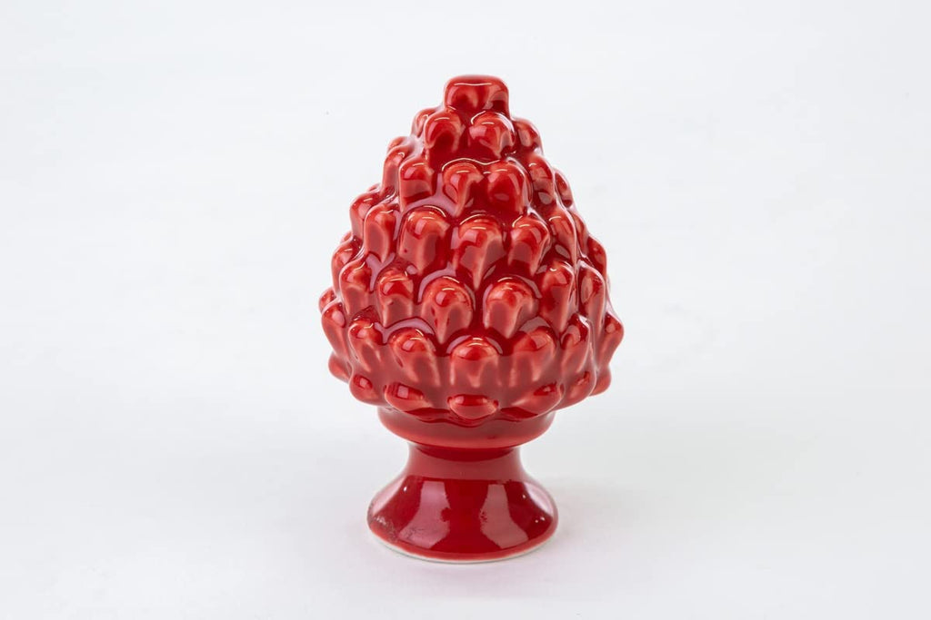 Mondocreazioni Pigna in Porcellana Classico Elegante complemento d'arredo Bianco Rosso Verde ST (Rosso Art 54300)