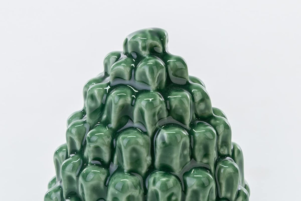 Mondocreazioni Pigna in Porcellana Classico Elegante complemento d'arredo Bianco Rosso Verde ST (Verde Art 54301)