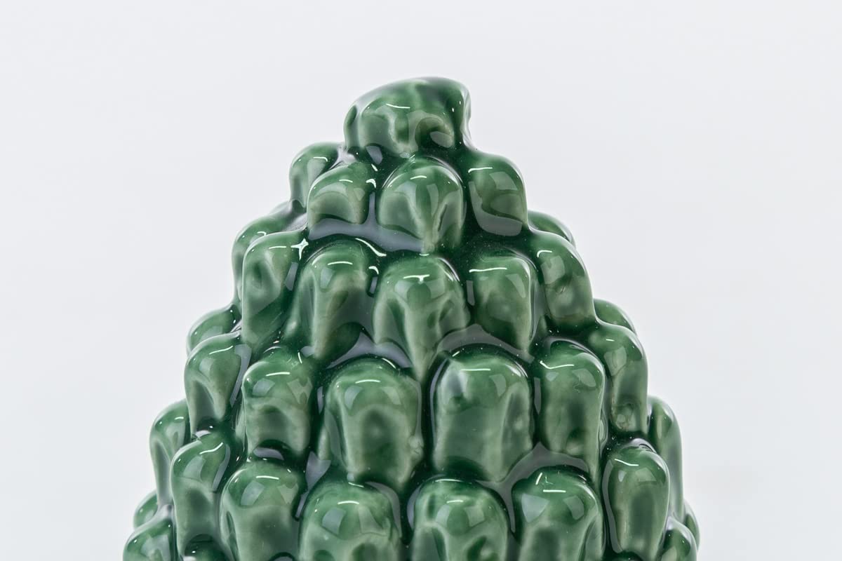 Mondocreazioni Pigna in Porcellana Classico Elegante complemento d'arredo Bianco Rosso Verde ST (Verde Art 54301)