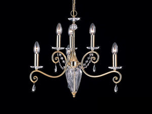 Lampadario classico a 6 luci in metallo colore oro lucido con cristalli molati trasparenti PR 6920/3+3