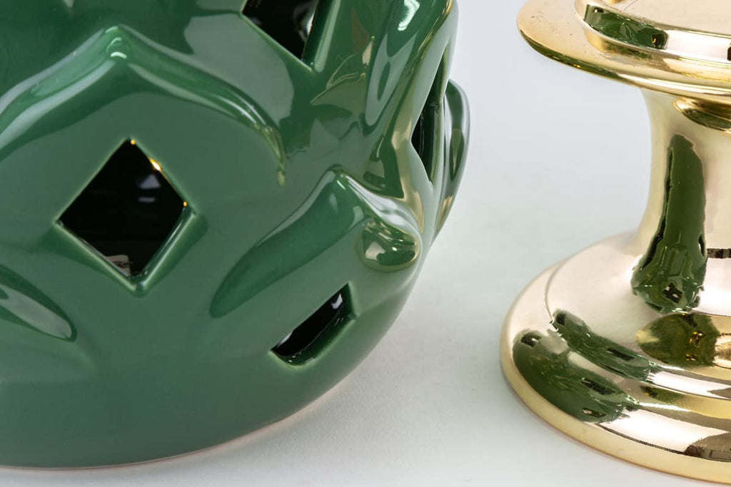 Led Pine Cone in Green Porcelain Modern Elegant Furnishing Accessory ST 54277 