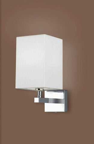 Applique da parete moderno a 1 luce in metallo cromo con paralume parallelepipedo in tessuto panna PR 6970/A1