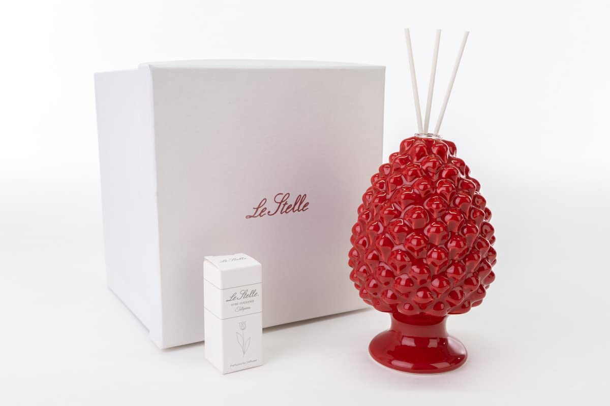 Mondocreazioni Porcelain Pine Cone Diffuser Classic Modern Elegant Furnishing Accessory White Red Green 