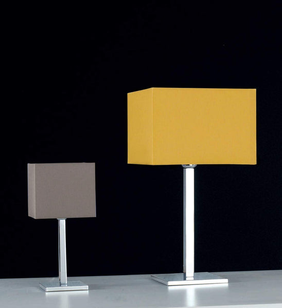 Lume grande moderno a 1 luce in metallo cromo con paralume cubico in tessuto giallo oro PR 6964/LG