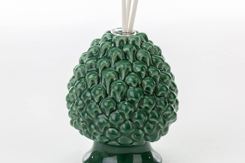 Mondocreazioni Profumatore pigna in Porcellana Classico Moderno Elegante complemento d'arredo Bianco Rosso Verde ST (Verde Art 54304)