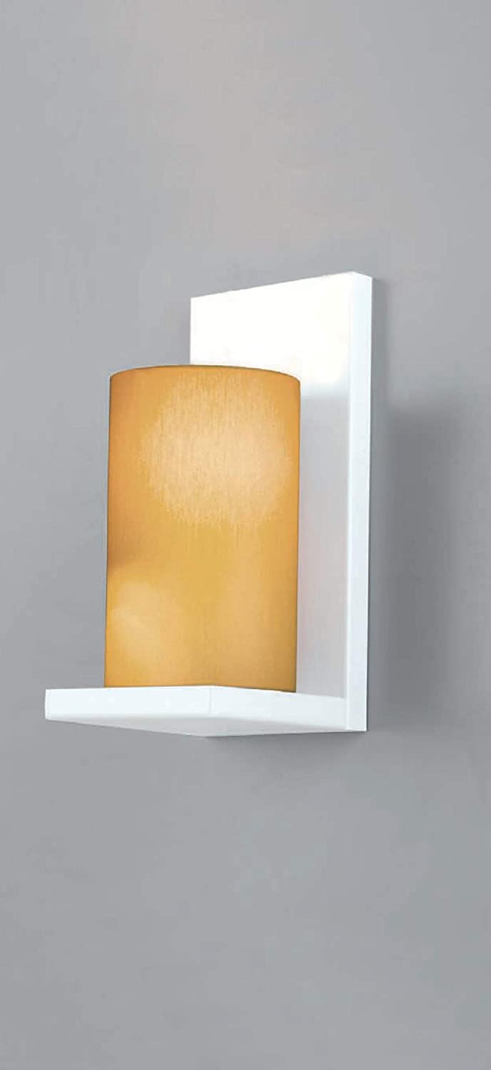 Applique da parete moderno a 1 luce in metallo laccato bianco opaco con paralume in tessuto giallo oro PR 6981/A1