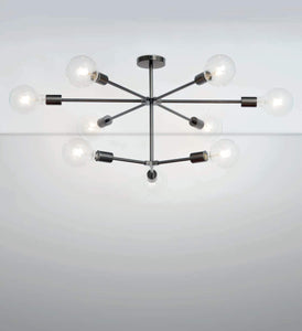 Lampadario moderno vintage industrial in metallo a 6+3 luci nero satinato PR 7056/6+3