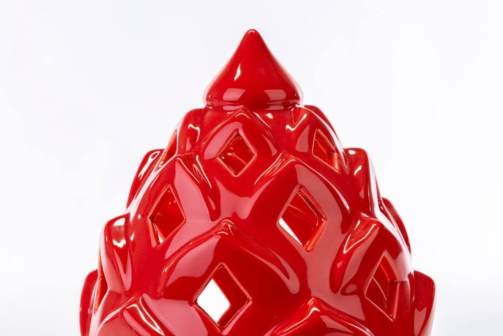 Mondocreazioni Pigna LED in Porcelain Red and Gold Classic Elegant furnishing accessory ST 54276 