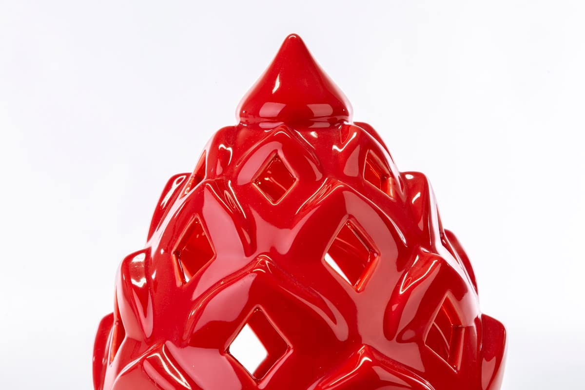 Mondocreazioni Pigna LED in Porcelain Red and Gold Classic Elegant furnishing accessory ST 54276 