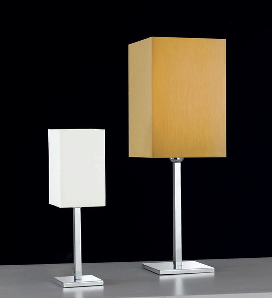 Lume grande moderno a 1 luce in metallo cromo con paralume parallelepipedo in tessuto giallo oro PR 6978/LG