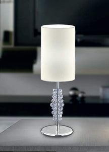 Lume grande moderno a 1 luce in ottone cromo con cristalli trasparenti e paralume di forma cilindrica panna PR 6776/LG