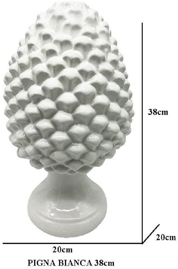Modern ceramic pine cone handcrafted and decorated white gdm art 21001PW 