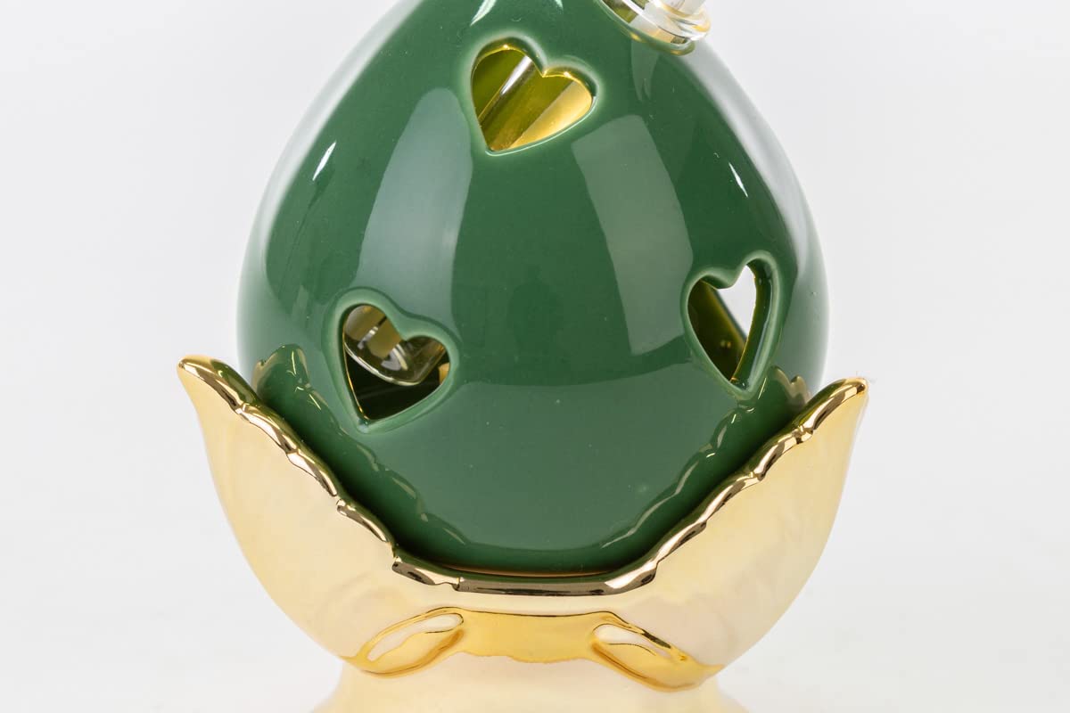 Pumo pugliese led diffuser in green and gold porcelain modern elegant furnishing accessory ST 54262 