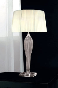 Lume grande moderno a 1 luce in cristallo trasparente con struttura in metallo cromo e paralume nastrato avorio PR 6906/LG