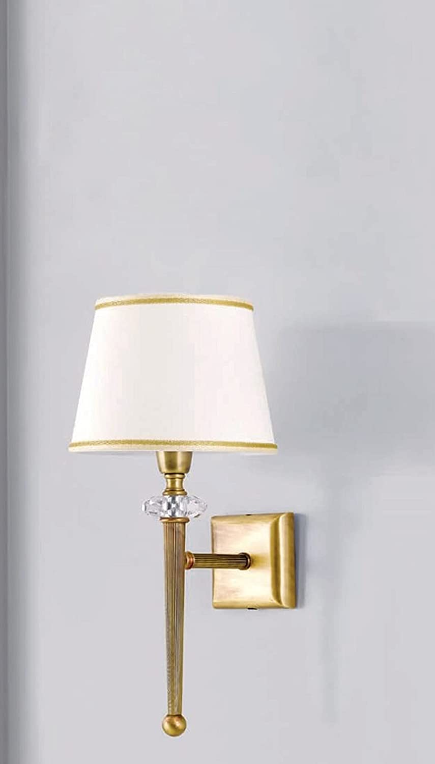Applique da parete classico a 1 luce in ottone bronzo e cristalli molati con paralume in tessuto avorio con bordino oro PR 7005/A
