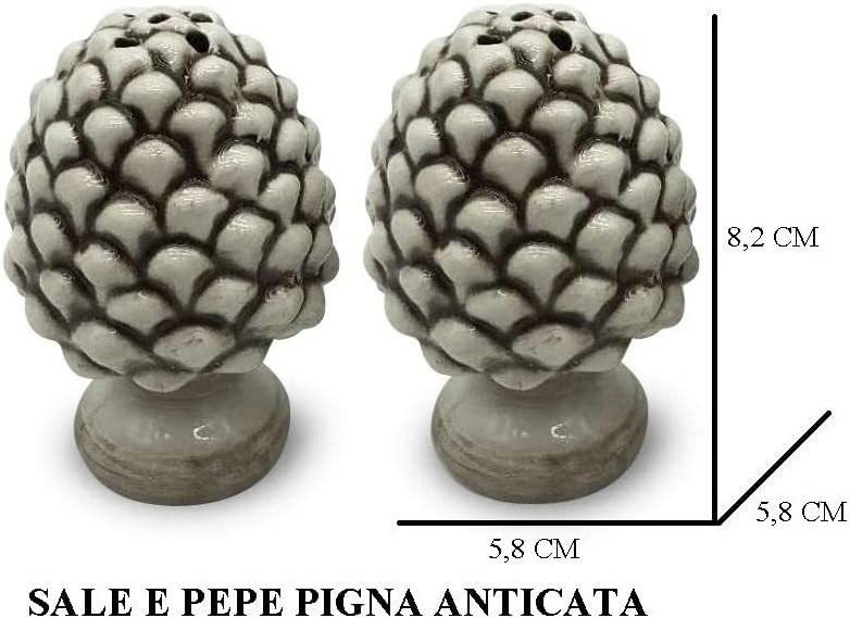 Salt and pepper ceramic pine cone made and decorated by hand green red smoky white glossy blue gdm (Smoke) 