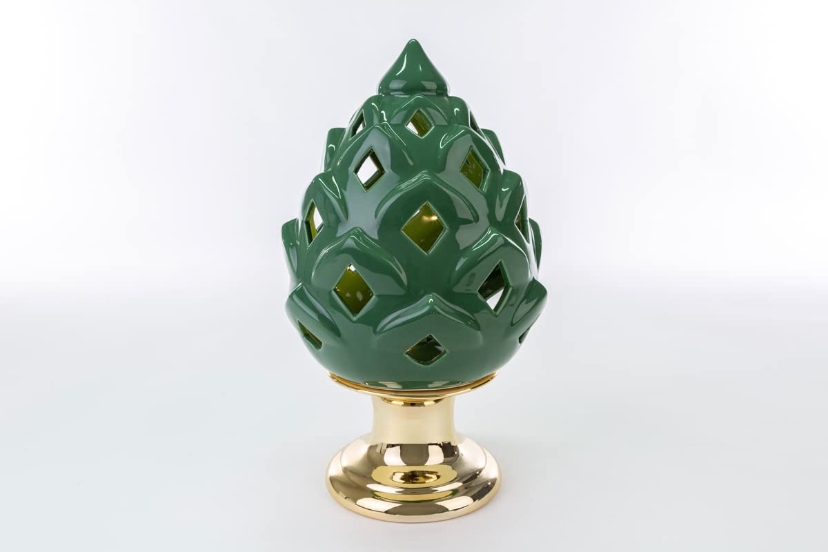 Pigna Led in Porcellana Verde Moderno Elegante complemento d'arredo ST 54277