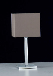 Lumetto da comodino moderno a 1 luce in metallo cromo con paralume cubico in tessuto tortora PR 6965/LP