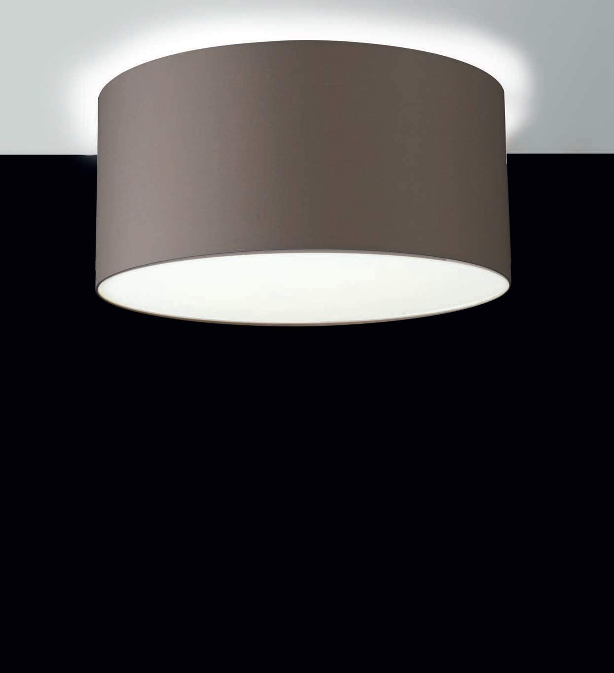 Plafoniera soffitto moderna a 1-3 luci in metallo con paralume cilindrico in tessuto tortora PR 6951/P60-6951/P40 (Diametro 60cm 3 luci art 6951/P60)