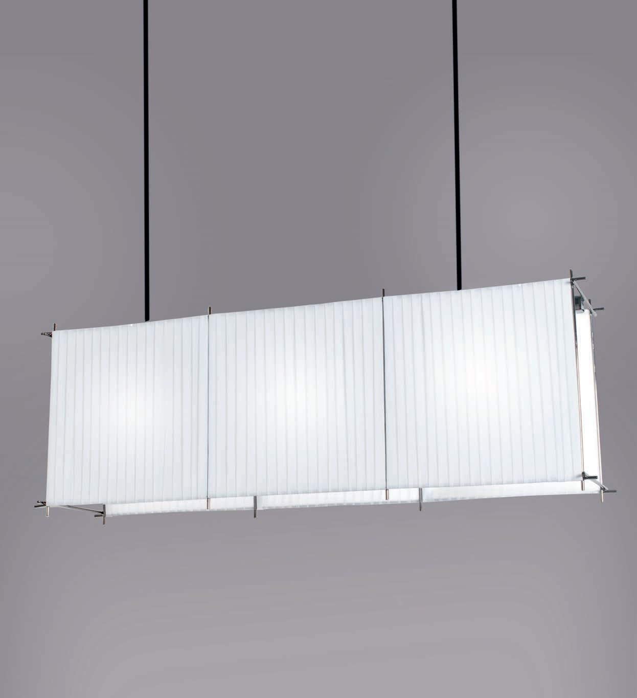 Lampadario moderno a 3 luci in metallo cromo nero lucido con tessuto bianco PR 7040/S90
