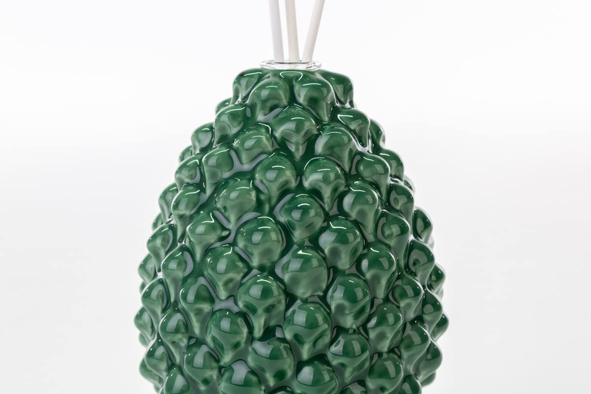 Mondocreazioni Profumatore pigna in Porcellana Classico Moderno Elegante complemento d'arredo Bianco Rosso Verde ST (Verde Art 54307)