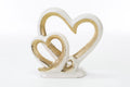 Mondocreazioni Intertwined Hearts in White and Gold Porcelain Glossy Porcelain Ornaments ST 54250 