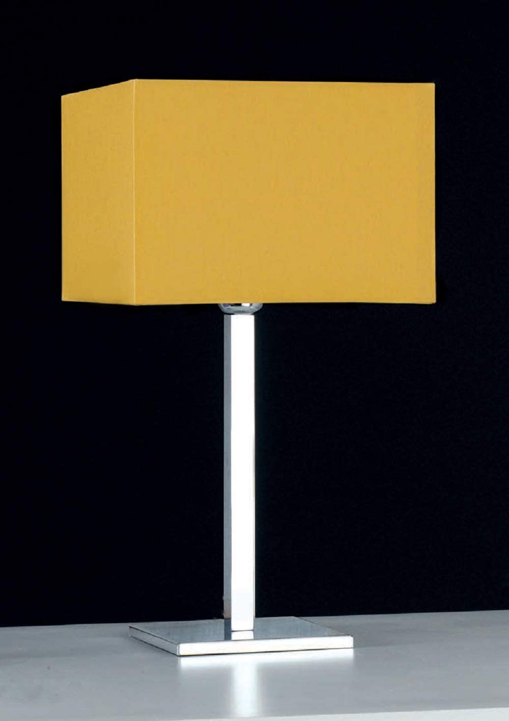 Lume grande moderno a 1 luce in metallo cromo con paralume cubico in tessuto giallo oro PR 6964/LG