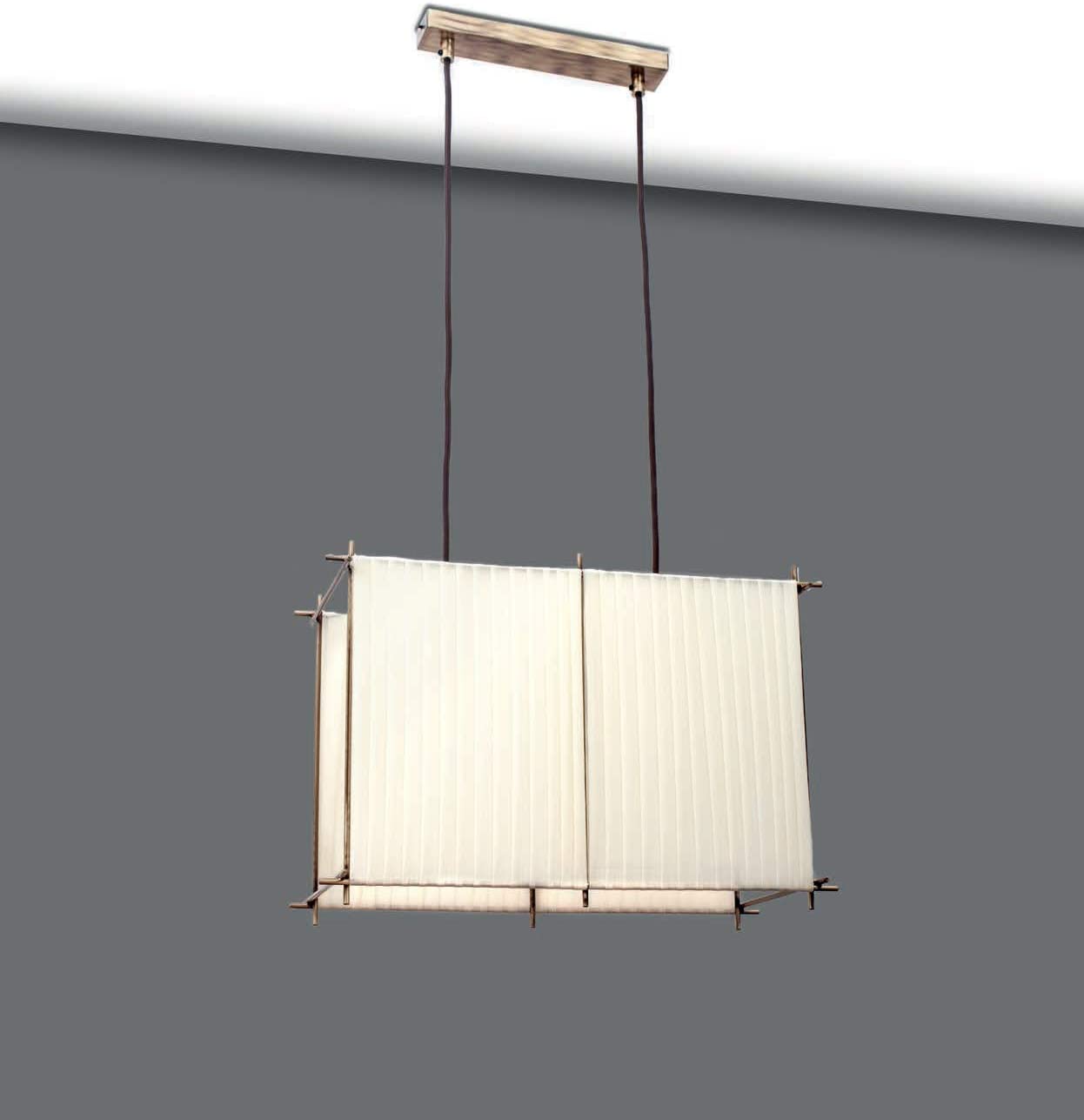 Lampadario moderno a 2 luci in metallo bronzo chiaro con tessuto avorio PR 7041/S45