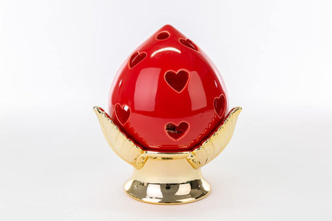 Pumo pugliese pine cone led in porcelain red and gold classic elegant furnishing accessory ST 54267 