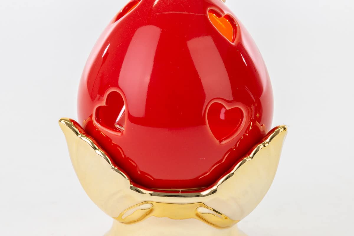 Pumo pugliese led diffuser in red and gold porcelain modern elegant furnishing accessory ST 54261 