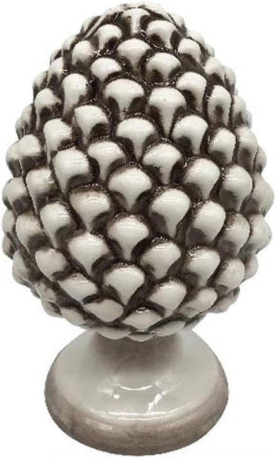 Modern decorative smoky ceramic pine cone handcrafted and decorated h 8 - 18 - 25 cm gdm (8 cm 21005PA) 