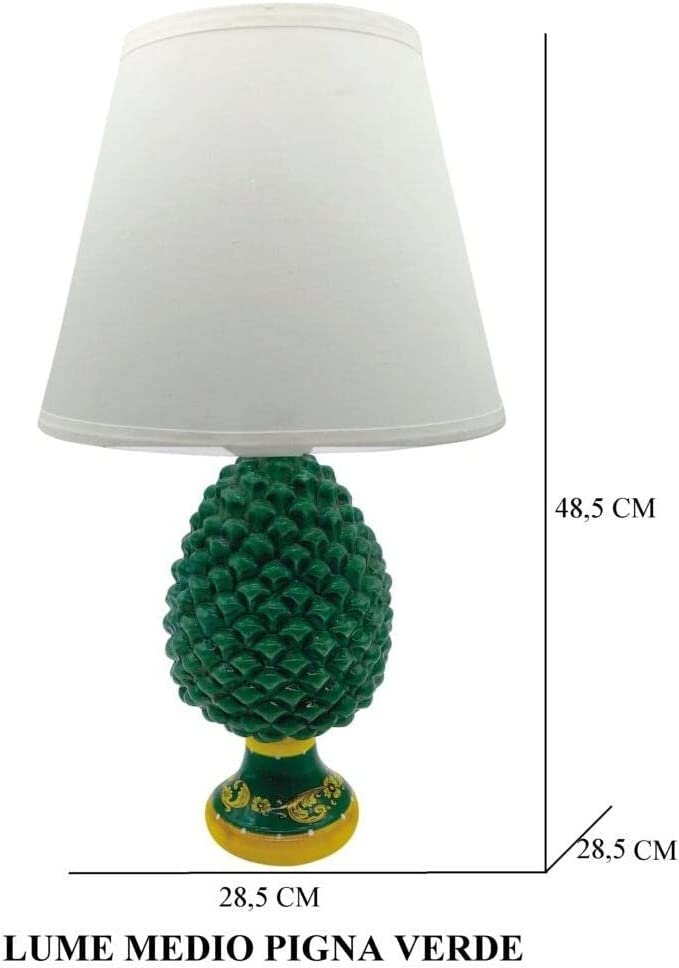 Lume medio lampada pigna in ceramica moderno realizzato e decorato a mano fumè bianco blu verde gdm (Verde 21014PV)