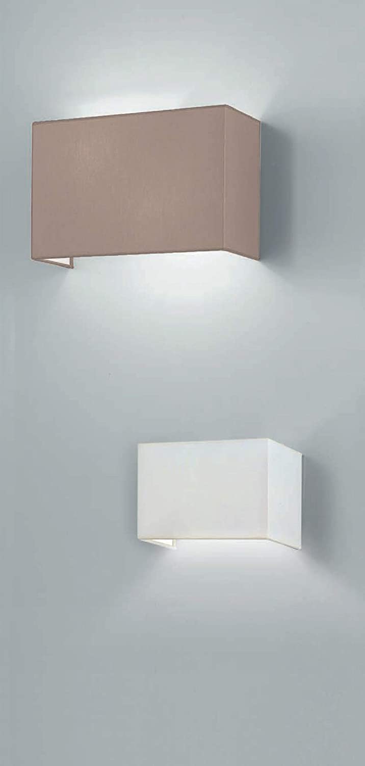 Applique da parete moderno a 1-2 luci in metallo con paralume cubico in tessuto tortora-panna PR (2 Luci, tortora art 6969/A35)