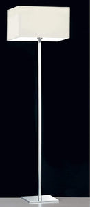 Piantana lampada da terra moderna a 1 luce in metallo cromo con paralume cubico in tessuto panna PR 6966/T