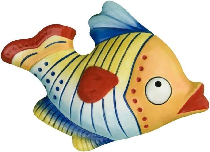 Pesce da parete in ceramica realizzato e decorato a mano gdm art 21026H