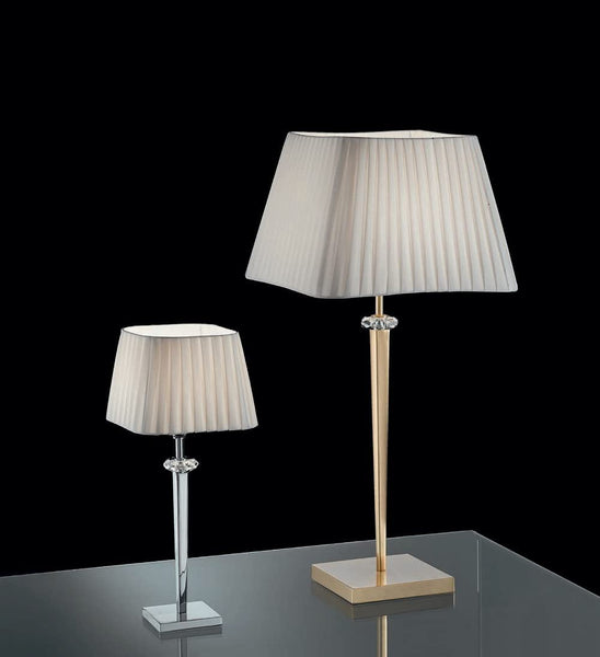 Lume grande classico a 1 luce in ottone oro satinato con cristalli molati trasparenti e paralume nastrato avorio PR 6773/LG