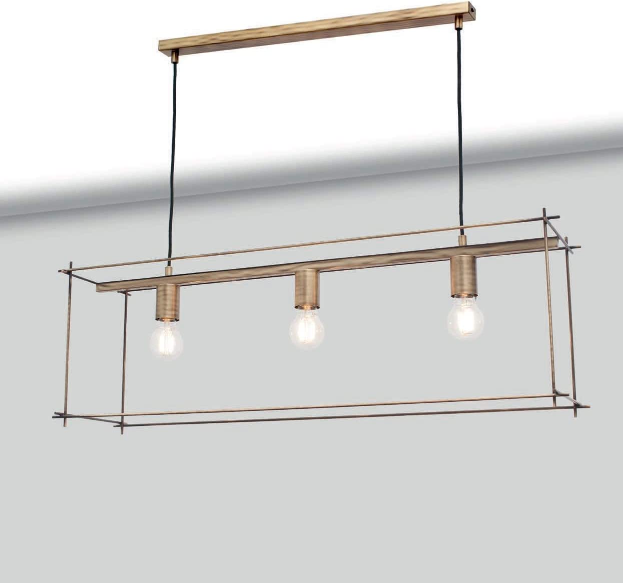 Lampadario moderno vintage industrial in metallo a 3 luci bronzo chiaro PR 7030/S90
