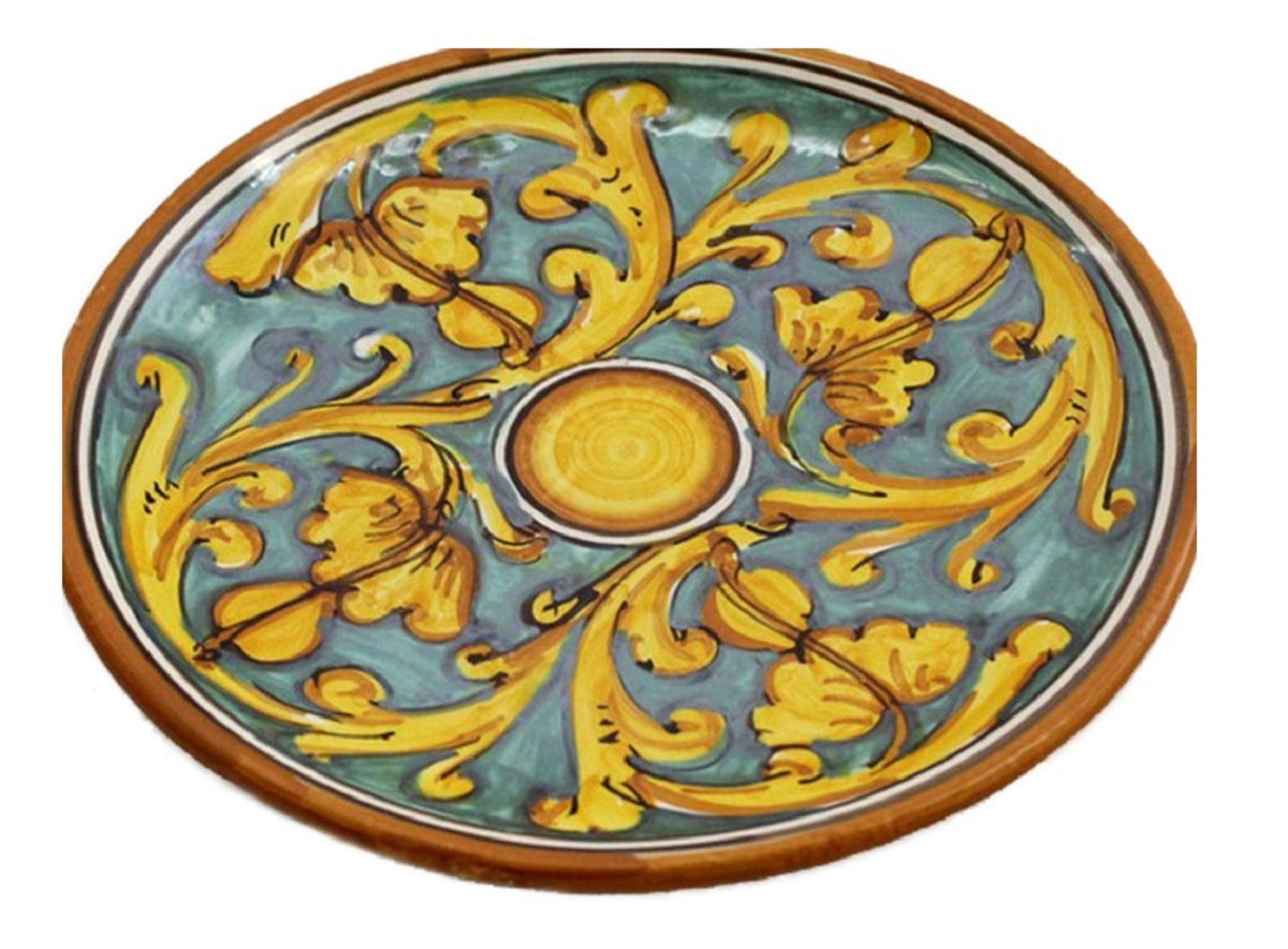 Small ceramic plate hand decorated by Sicilian ceramists Gianluca art 14