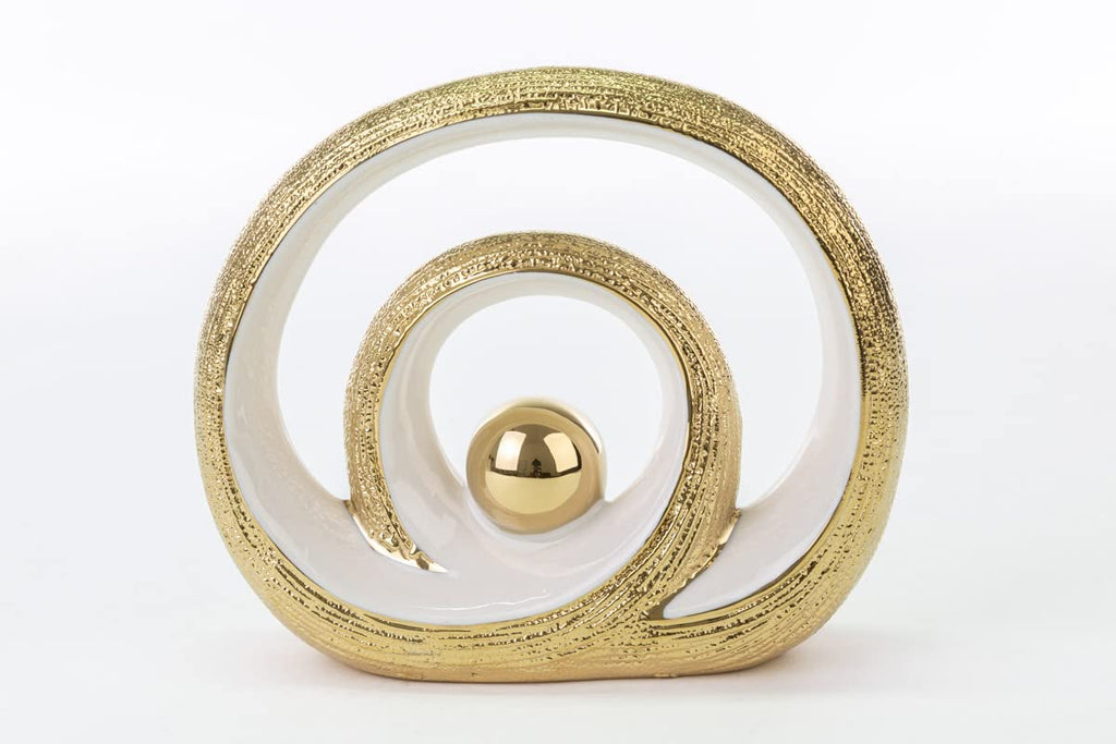 Large Intertwined Circles in White and Gold Porcelain Glossy Porcelain Ornaments ST 54248 