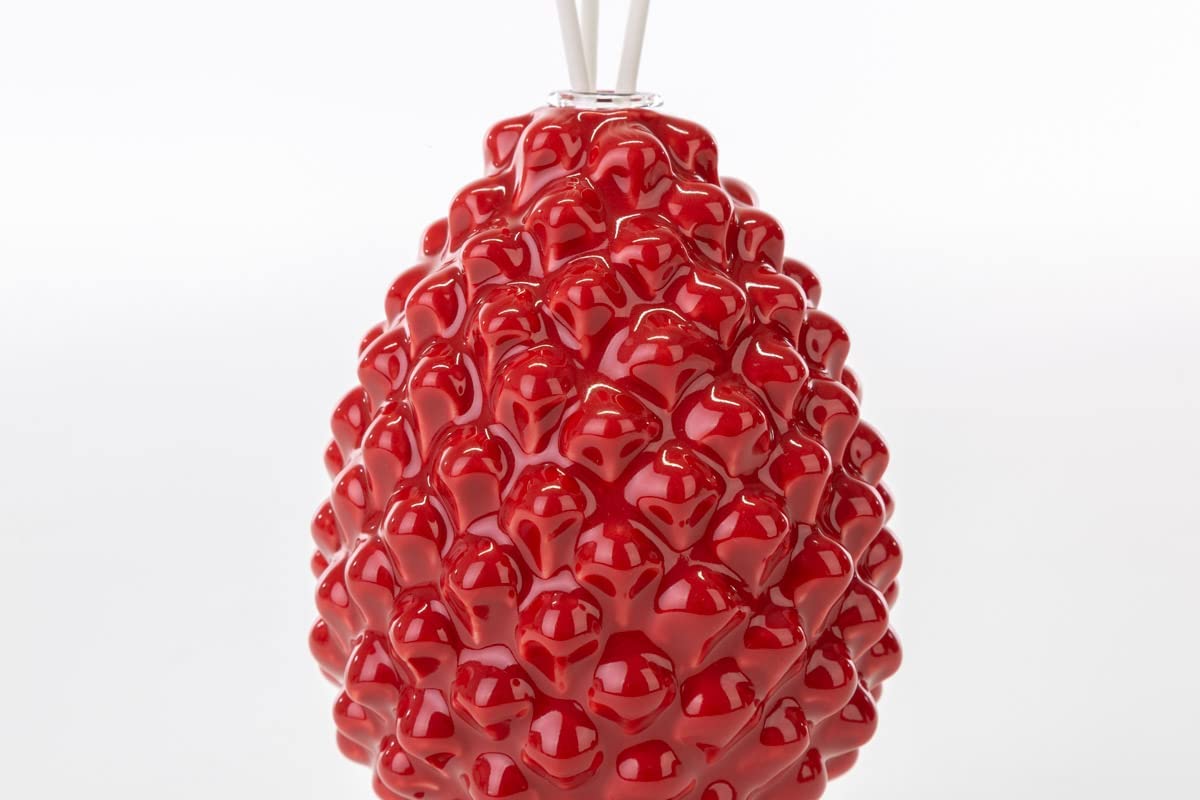 Mondocreazioni Porcelain Pine Cone Diffuser Classic Modern Elegant Furnishing Accessory White Red Green 