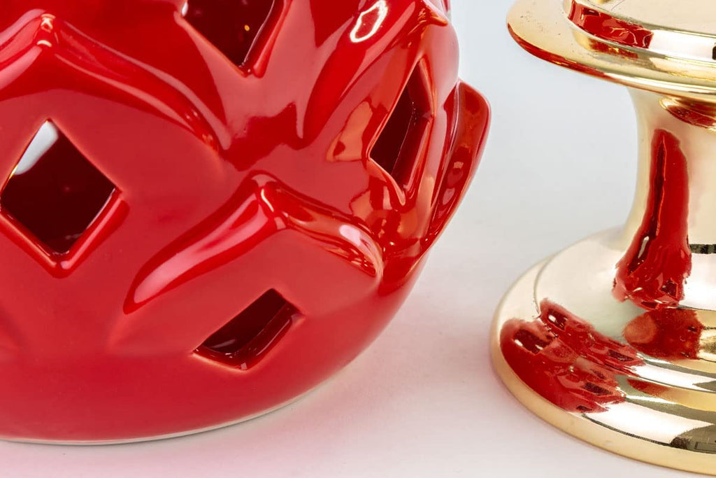 Mondocreazioni Pigna LED in Porcelain Red and Gold Classic Elegant furnishing accessory ST 54276 