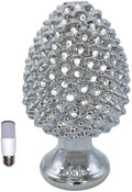 Lampada pigna in ceramica forata con filo classica realizzata e decorata a mano oro argento gdm (Argento 21021PS)